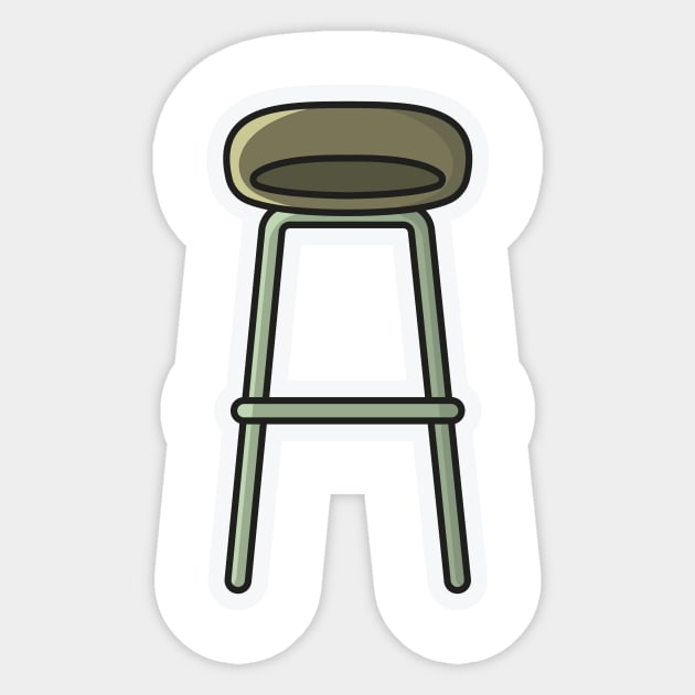 Modern Bar Stool, Chair Sticker design vector illustration. Interior indoor bar objects icon concept. Furniture for Bar and Restaurant decoration sticker style logo design with shadow. Sticker by AlviStudio